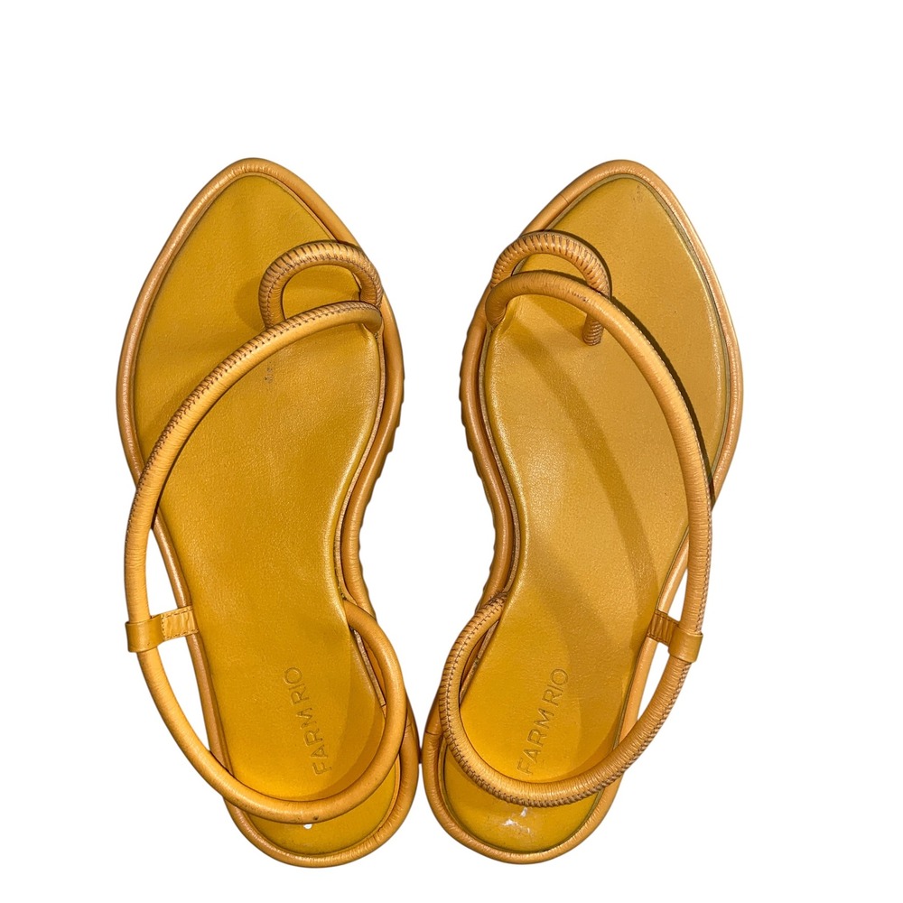 Farm Rio Womens Mustard Yellow Cord Strap Toe Loop Slingback Sandals Size 7.5 - Picture 6 of 9